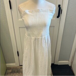 Bohemian White Strapless Sundress
